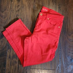 Michael Kors Red Izzy Cropped Skinny Jeans